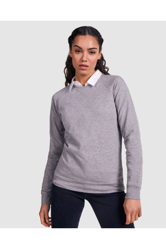 Heather Grey Raglan Cotton Sweatshirt for Women