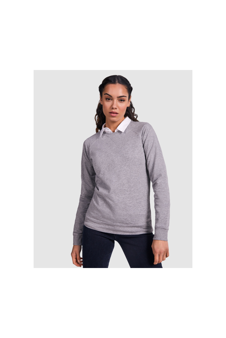 Heather Grey Raglan Cotton Sweatshirt for Women