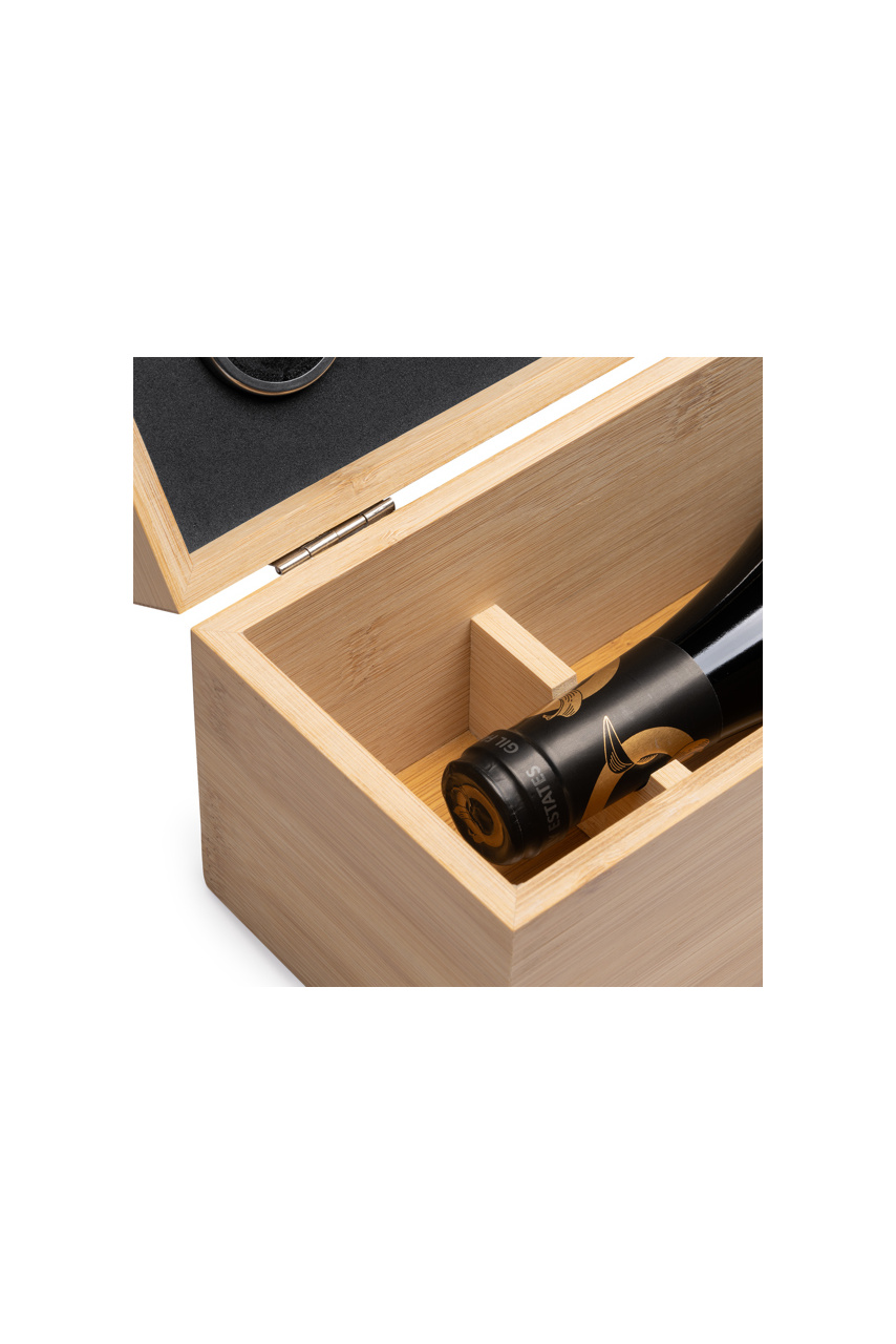 Bamboo Wine Bottle Presentation Case with Accessories