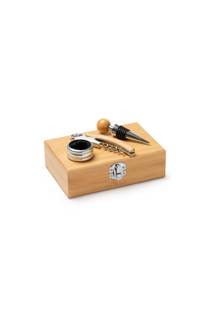 Set de Vin cu Accesorii din Bambus și Oțel