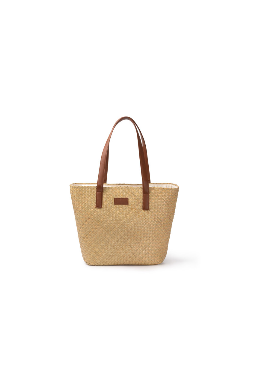 Miyako Straw and Leather Tote Bag