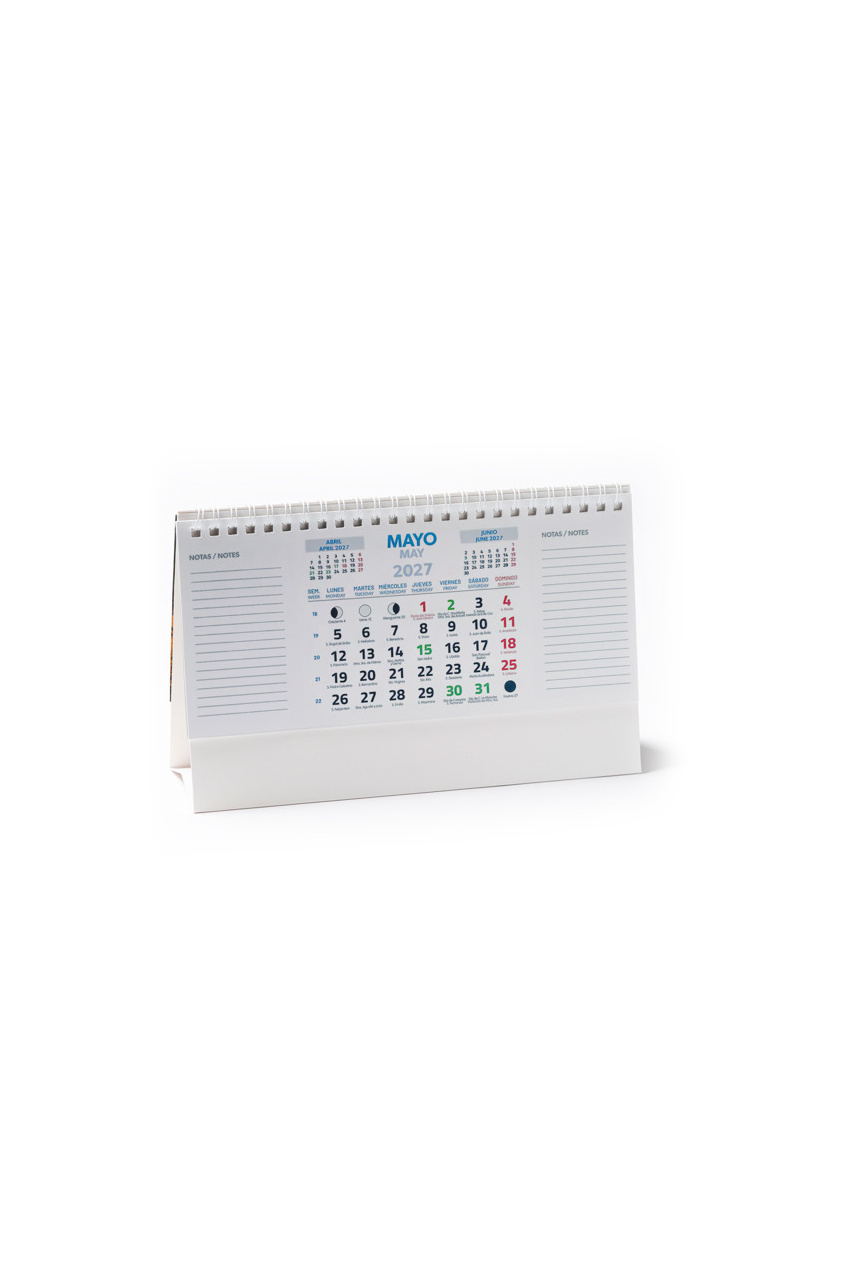 2027 Bilingual Desk Calendar with Spiral Binding