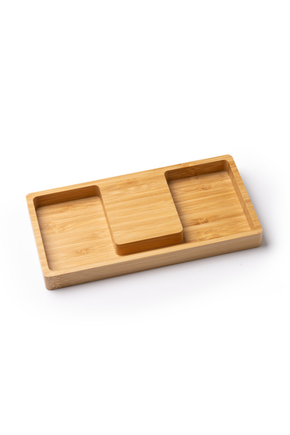 Organizator cu Încărcător Wireless din Bambus - Eco-Friendly