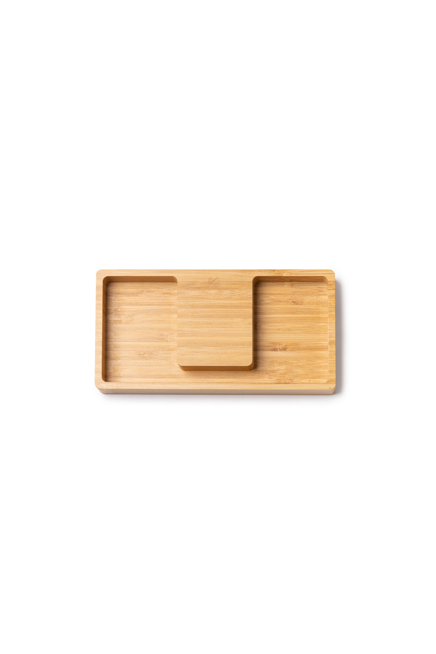 Organizator cu Încărcător Wireless din Bambus - Eco-Friendly