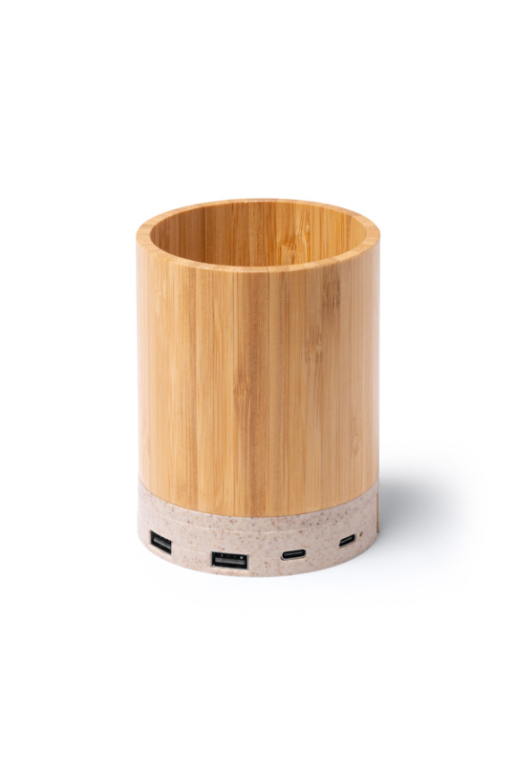 Bamboo Pencil Holder with Wireless Charger