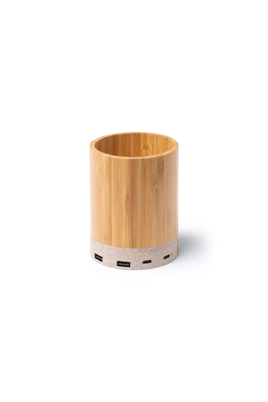 Bamboo Pencil Holder with Wireless Charger
