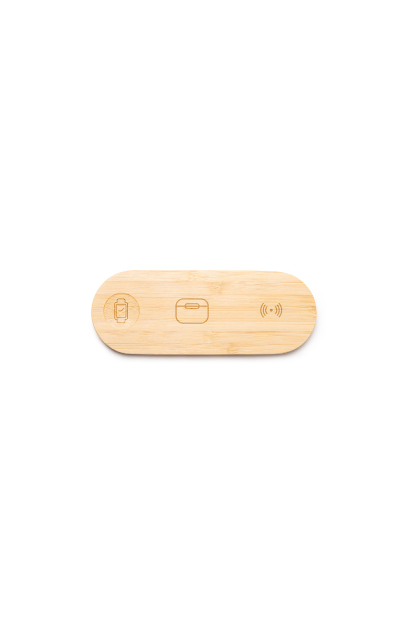 Încărcător wireless 3-în-1 din bambus FERGUS