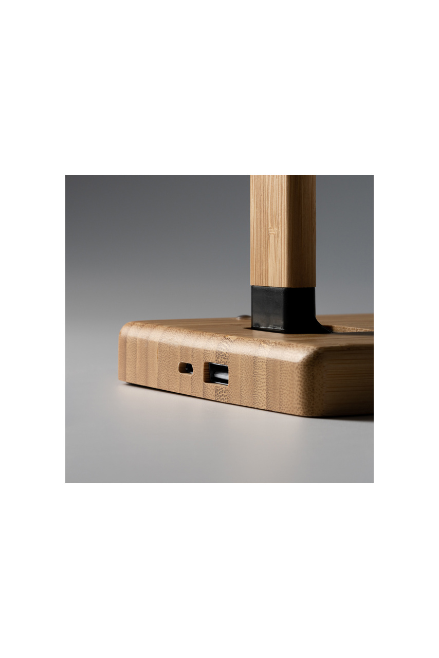 Lampă de masă din bambus MARSAL cu încărcător wireless