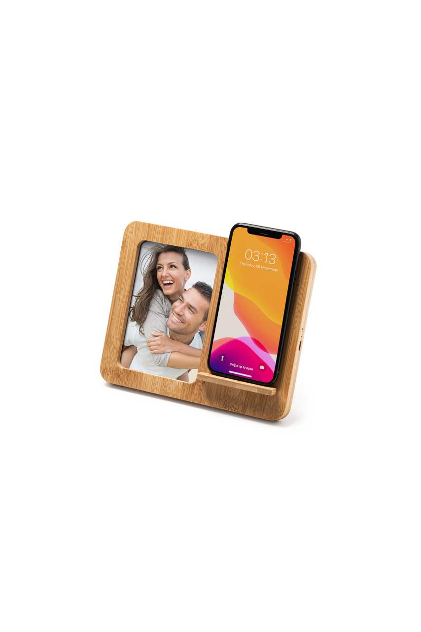 Încărcător Wireless din Bambus cu Ramă Foto