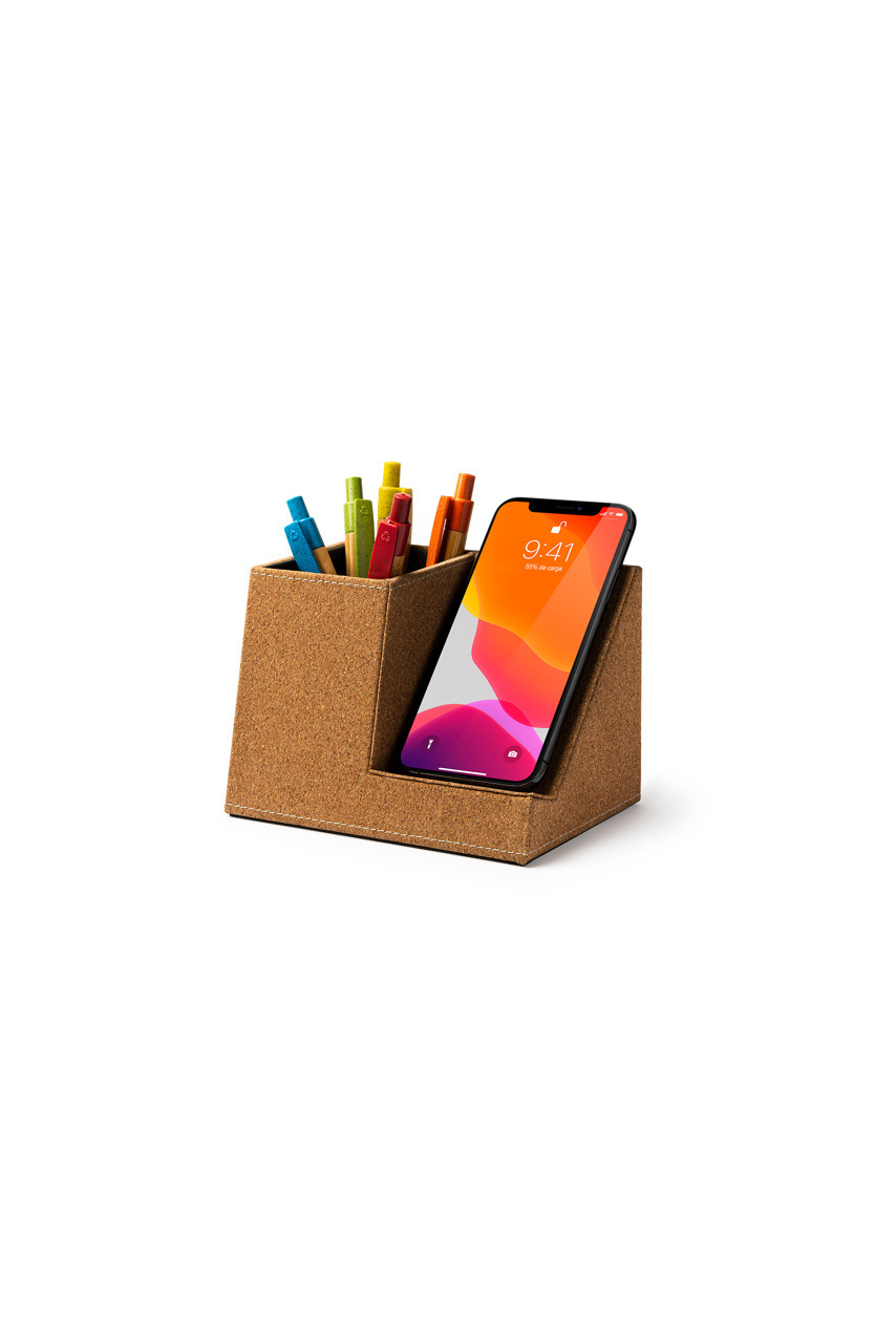 Eco-Friendly Cork Pencil Holder with Wireless Charger