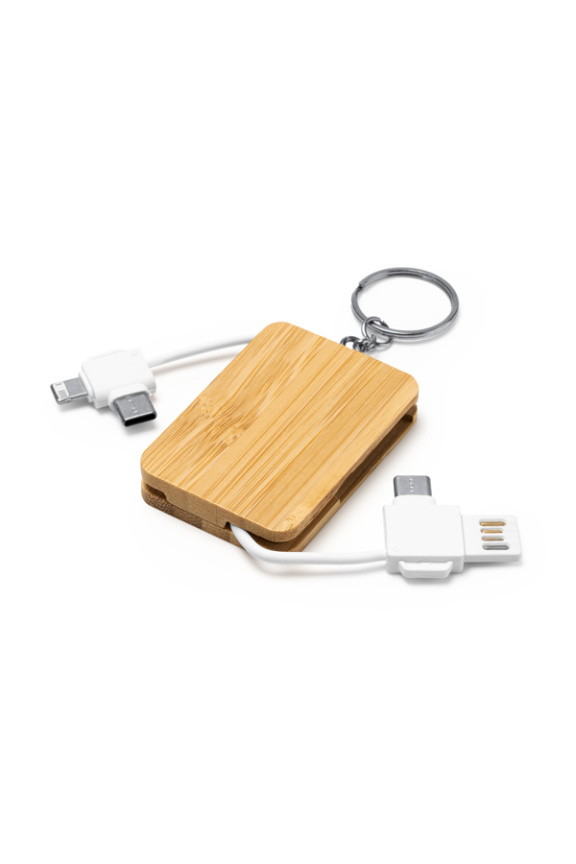 Eco-Friendly Bamboo 3-in-1 Charging Keyring