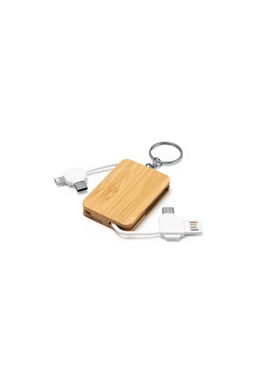 Eco-Friendly Bamboo 3-in-1 Charging Keyring
