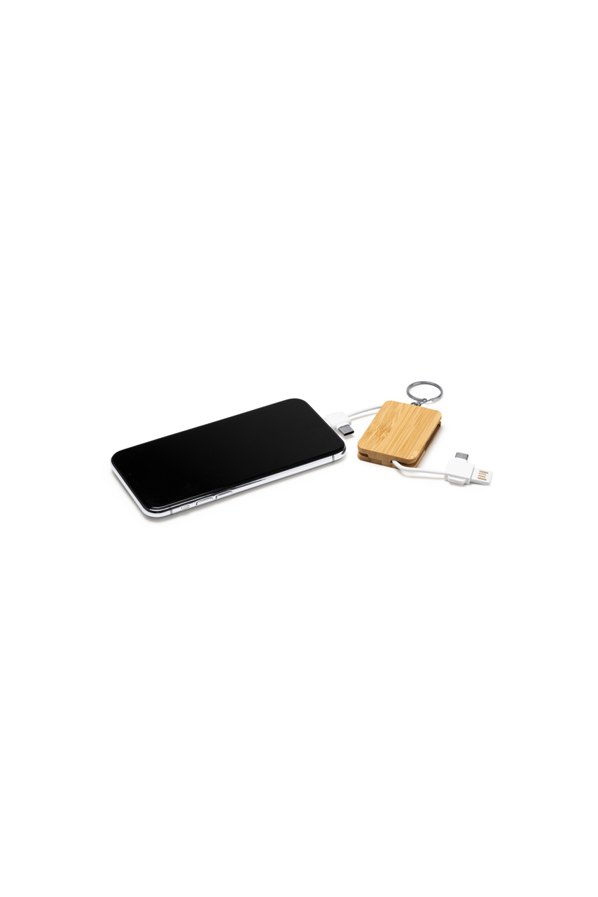 Eco-Friendly Bamboo 3-in-1 Charging Keyring