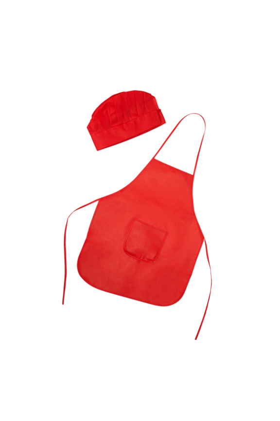 Children's Red Chef Apron and Hat Set