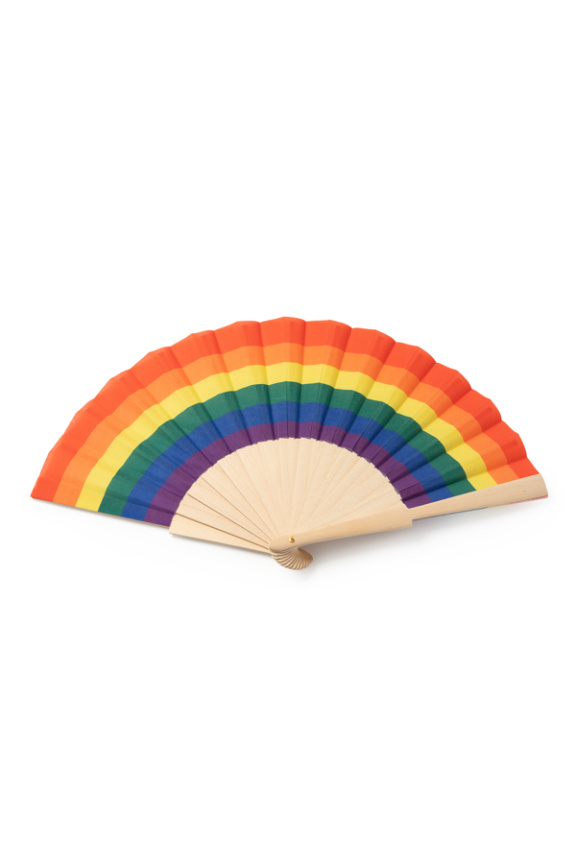Evantai KEROS din Lemn cu Țesătură Multicoloră