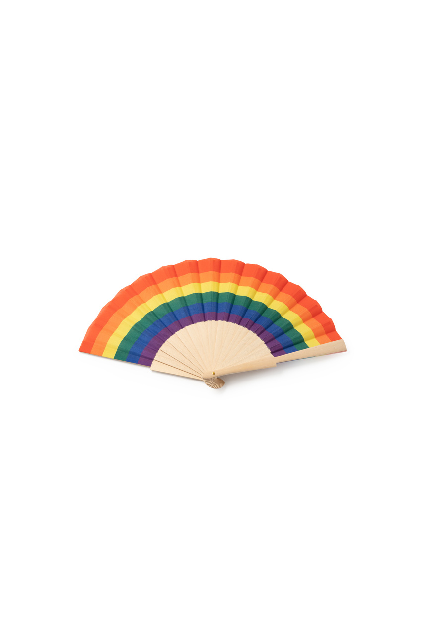 Evantai KEROS din Lemn cu Țesătură Multicoloră