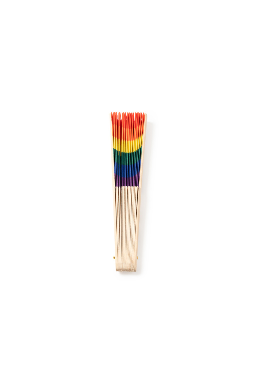 Evantai KEROS din Lemn cu Țesătură Multicoloră