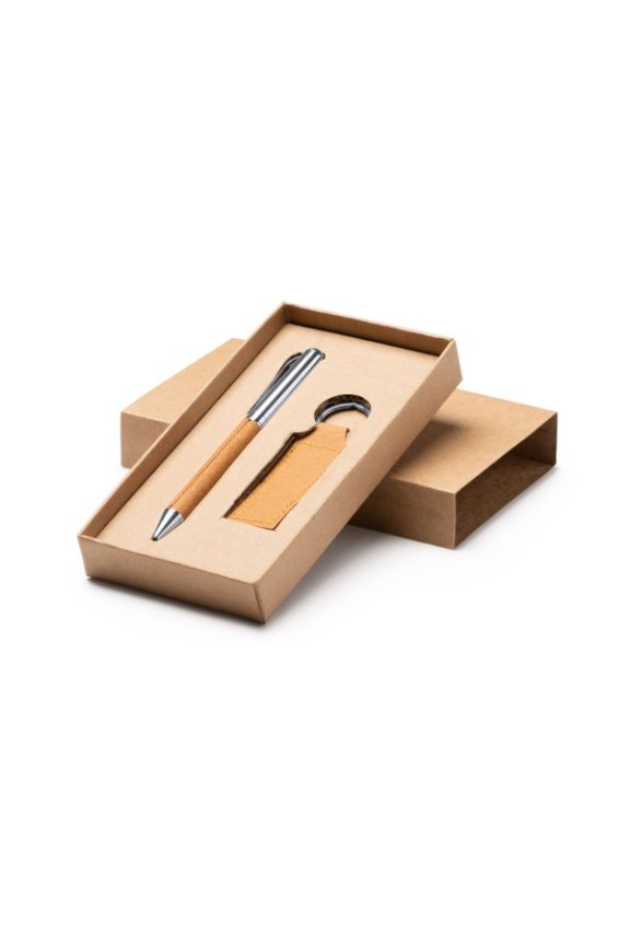 Eco-Friendly Recycled Leather Pen & Keyring Set