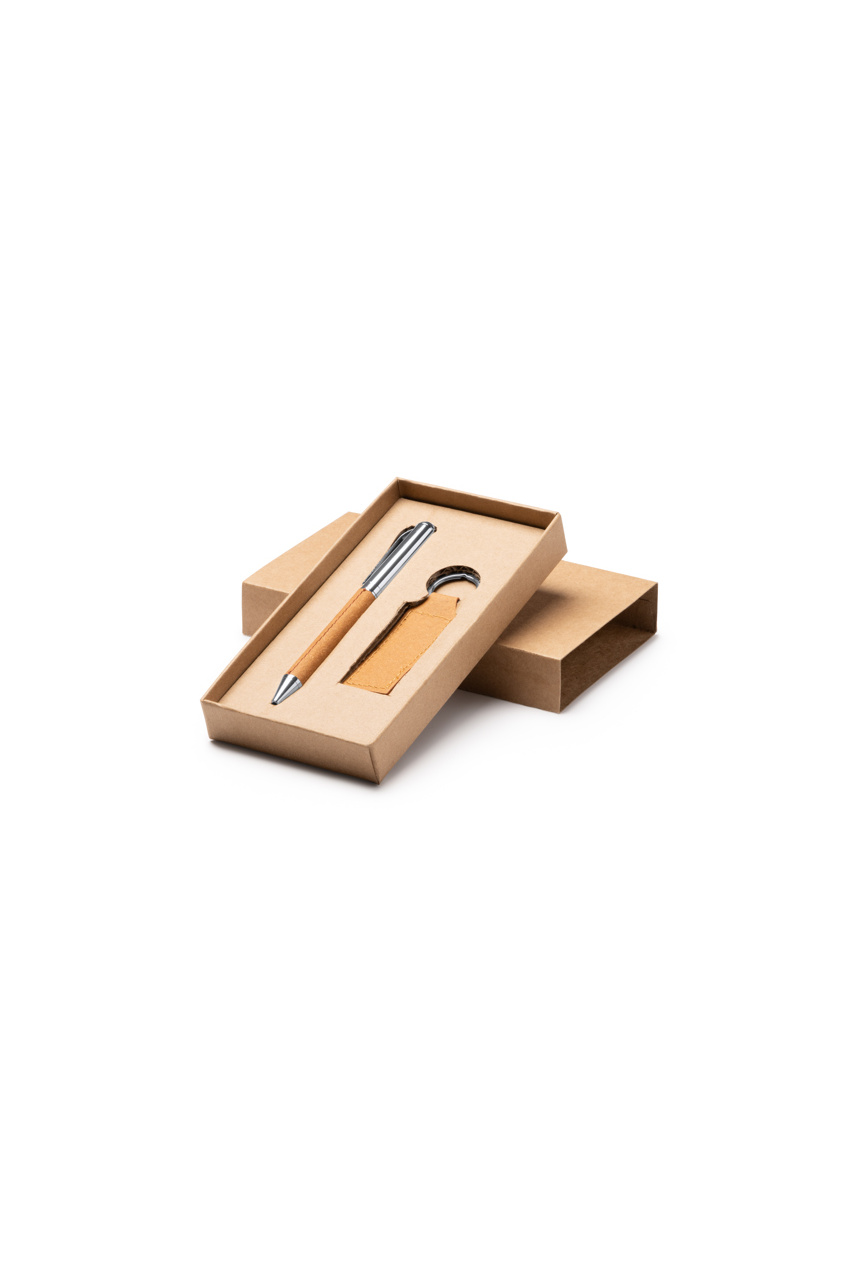 Eco-Friendly Recycled Leather Pen & Keyring Set