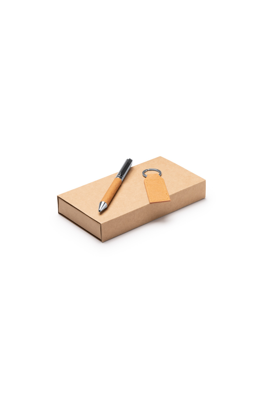 Eco-Friendly Recycled Leather Pen & Keyring Set