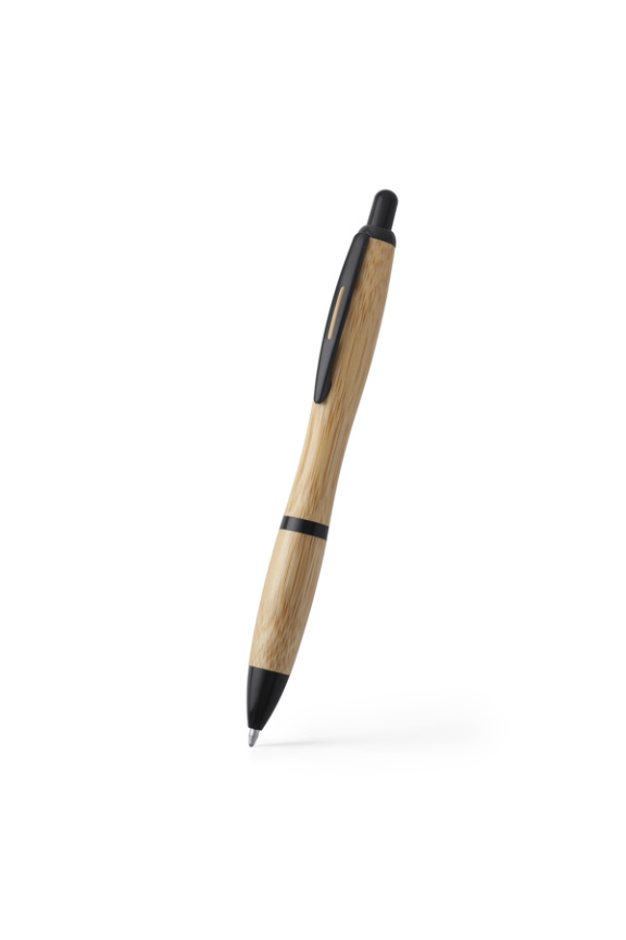 SAGANO Bamboo Push-Button Pen with Metal Clip