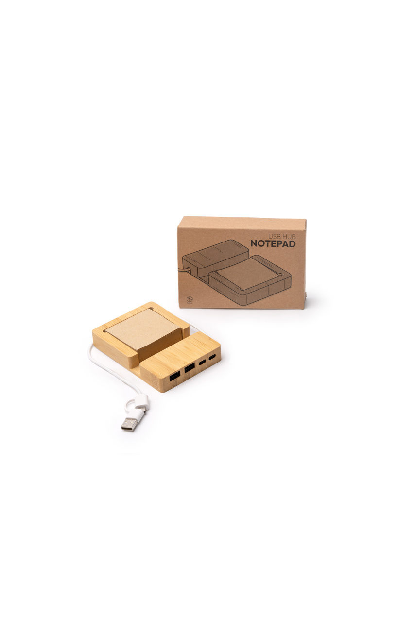 Hub USB din Bambus cu Porturi USB-A și USB-C