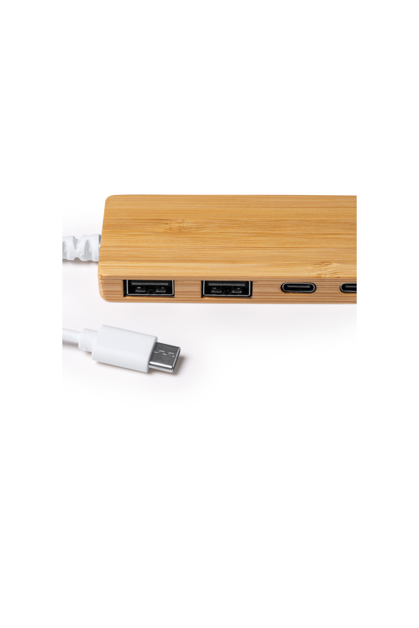 Hub USB din bambus PABLEK cu 4 porturi