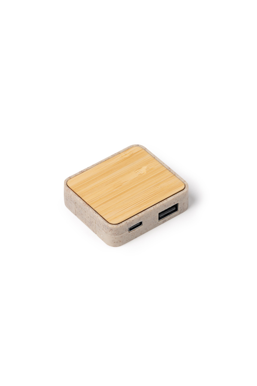Hub USB Eco din Bambus și Fibre de Grâu