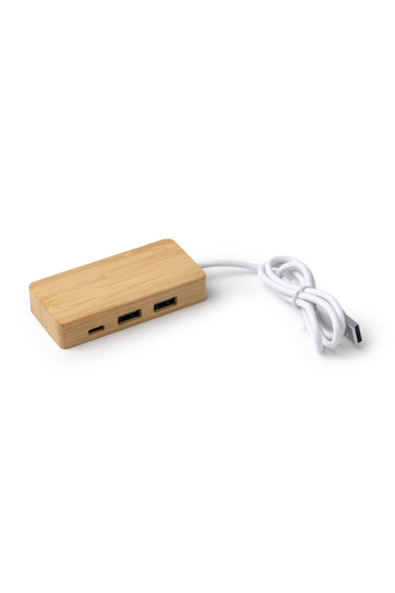 Hub USB din Bambus NEPTUNE - 3 Porturi