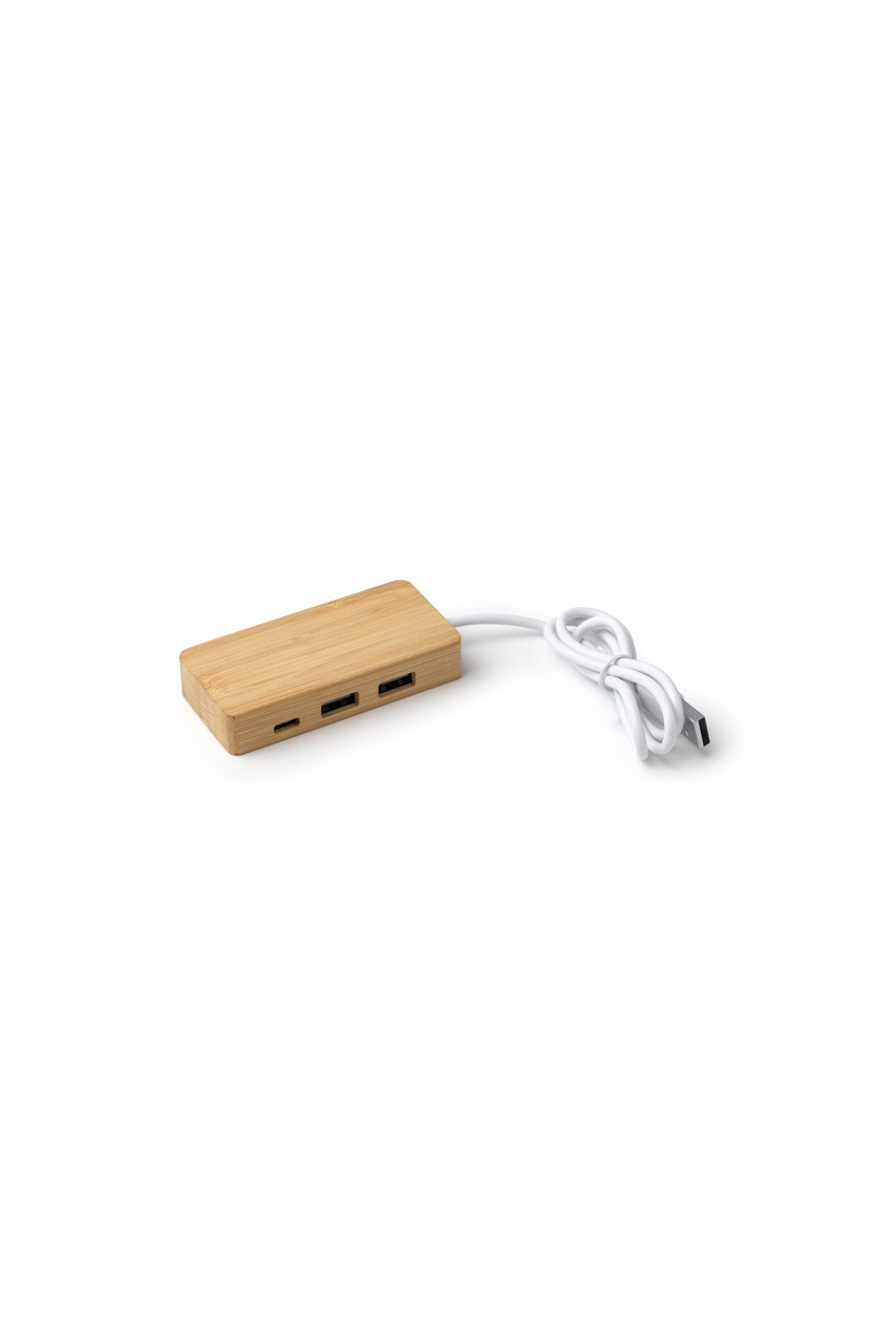 Hub USB din Bambus NEPTUNE - 3 Porturi