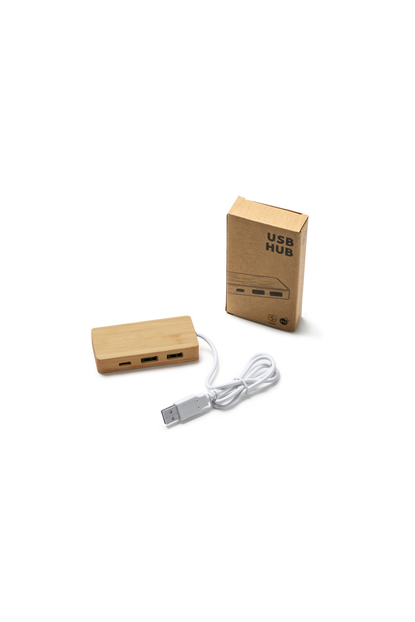 Neptune Bamboo USB Hub with 3 Ports