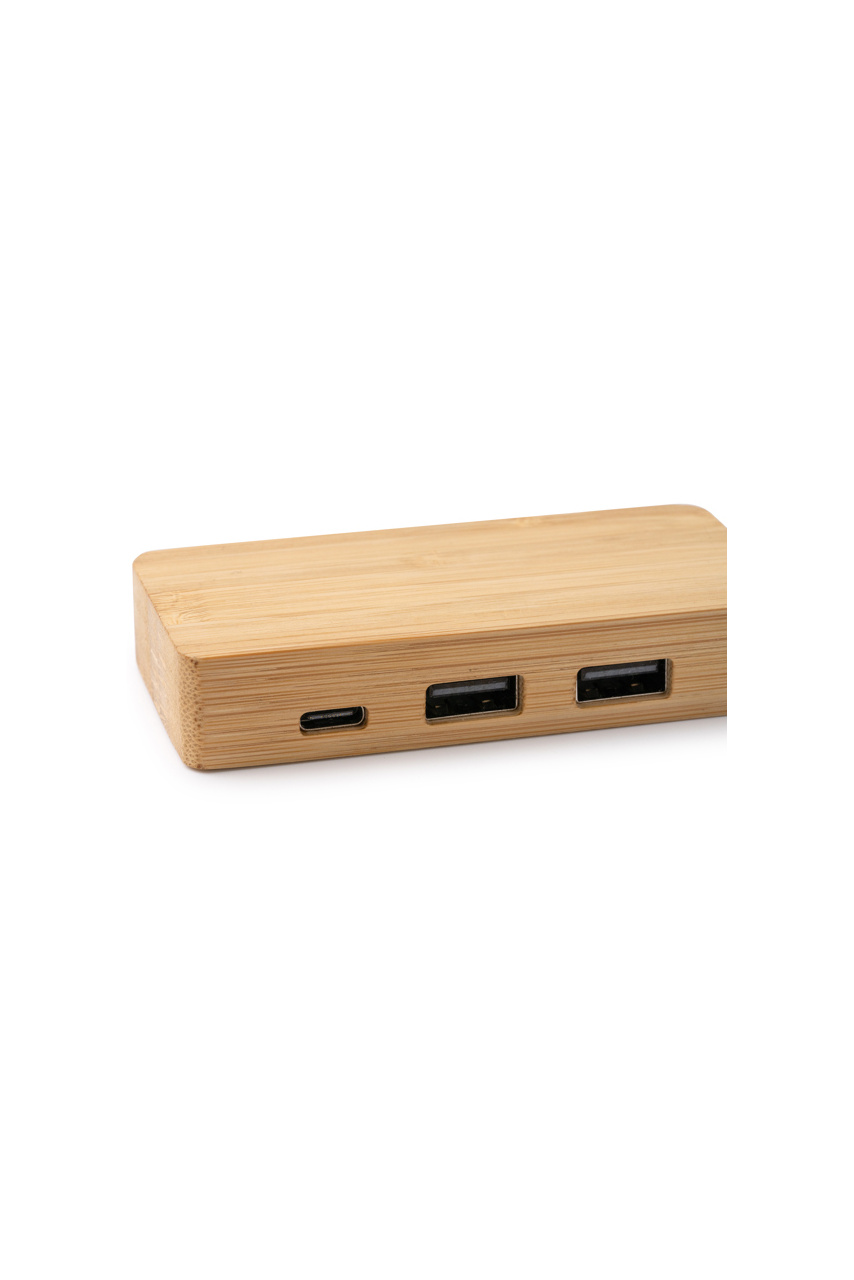 Neptune Bamboo USB Hub with 3 Ports