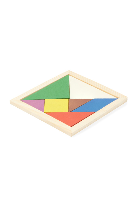 Puzzle Tangram din Lemn cu 7 Piese Colorate