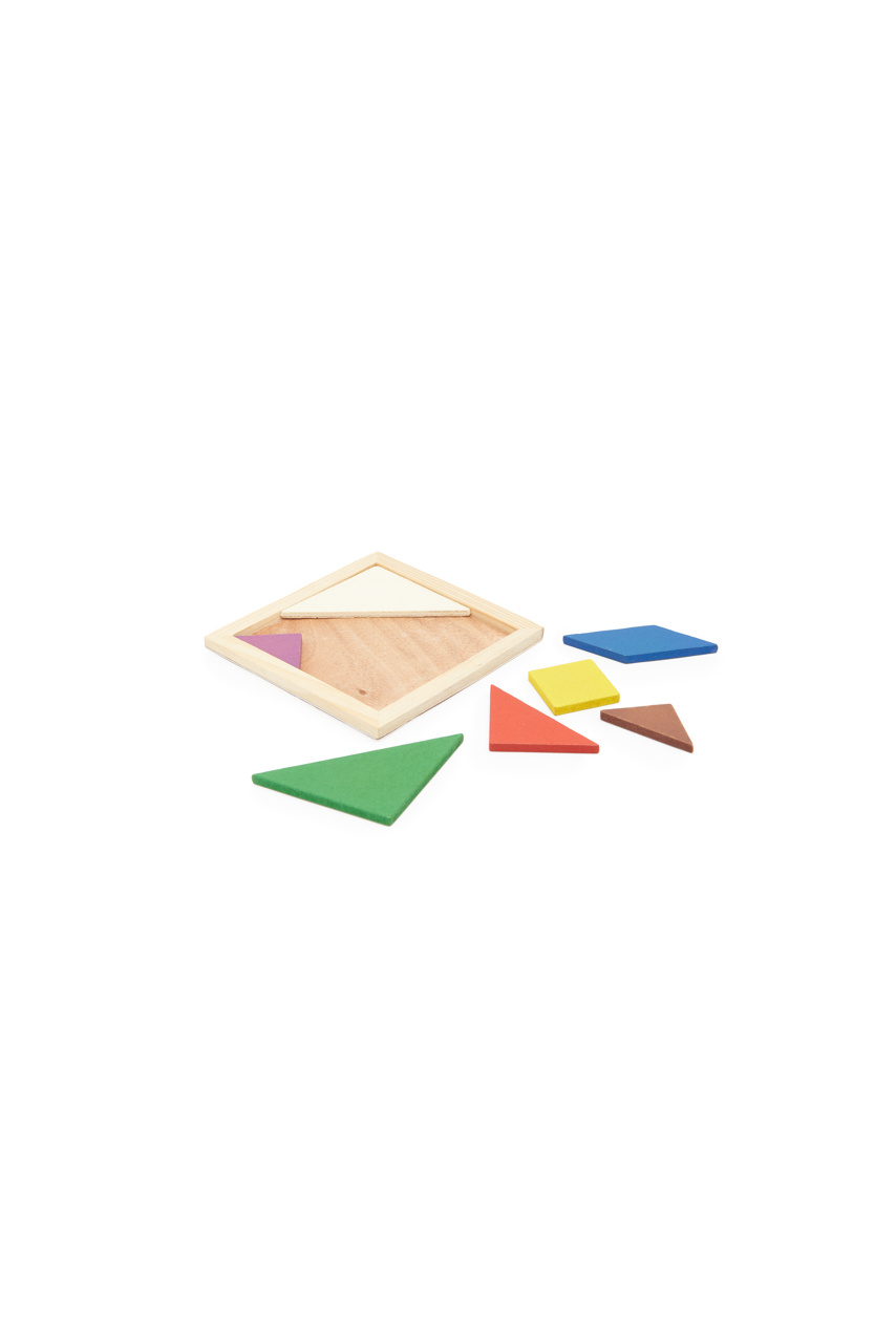 Puzzle Tangram din Lemn cu 7 Piese Colorate