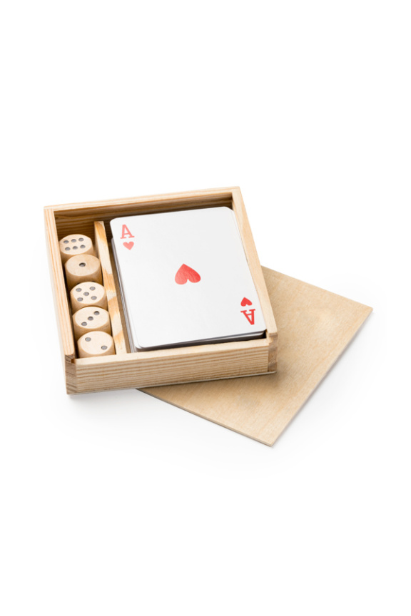 BRISCA Wooden Box Card and Dice Game Set