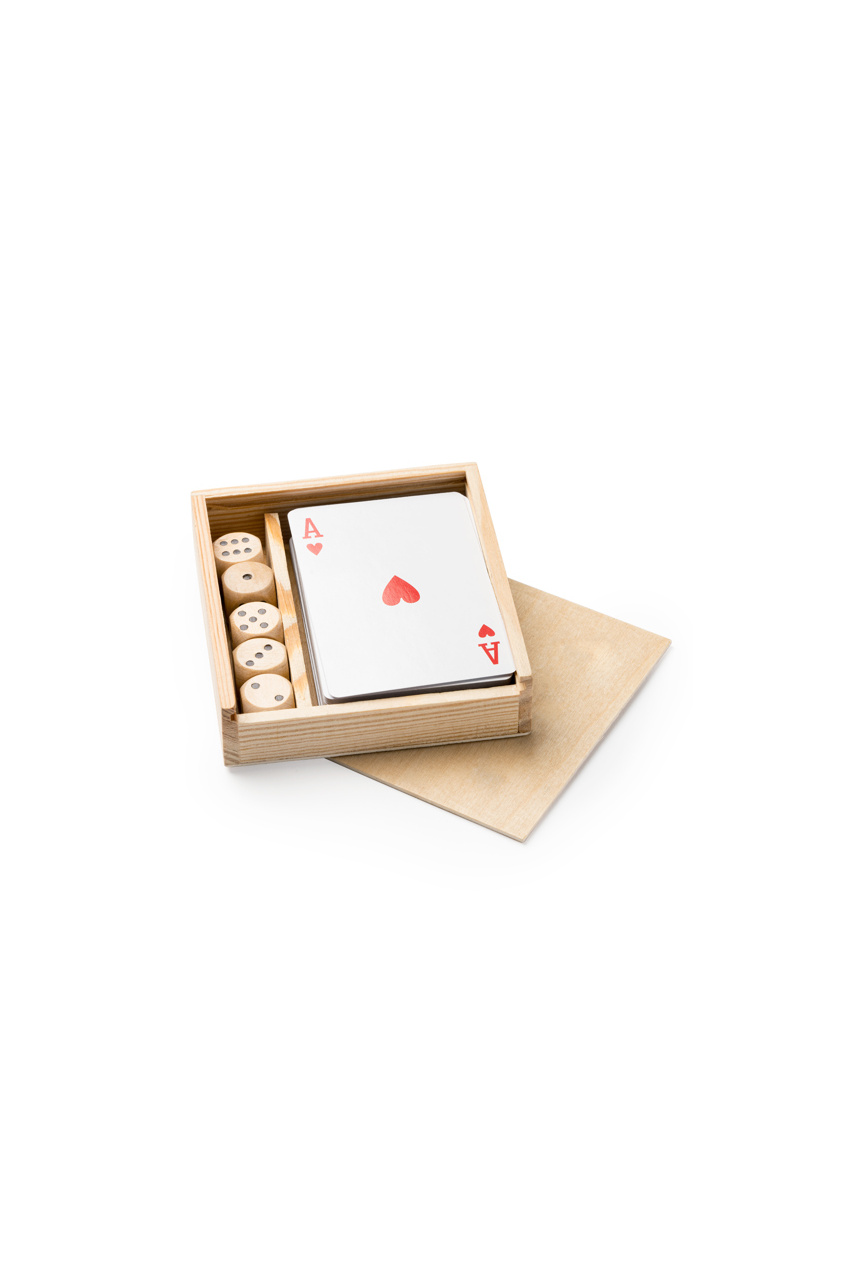 BRISCA Wooden Box Card and Dice Game Set