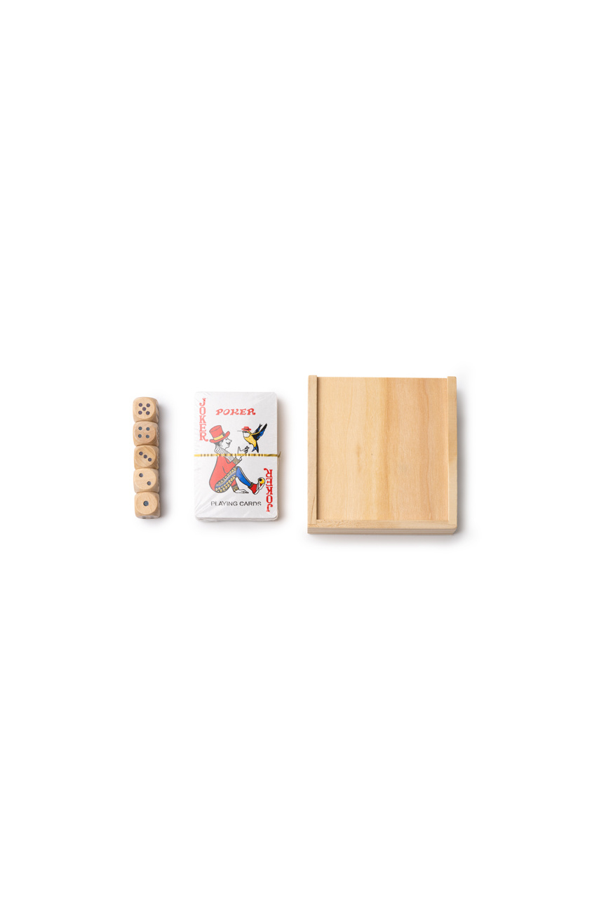 BRISCA Wooden Box Card and Dice Game Set