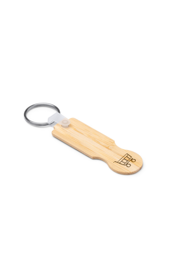 Bamboo Shopping Cart Coin Keychain