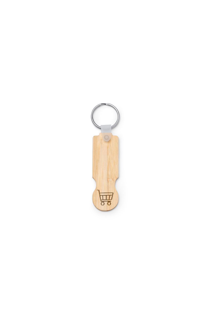 Bamboo Shopping Cart Coin Keychain