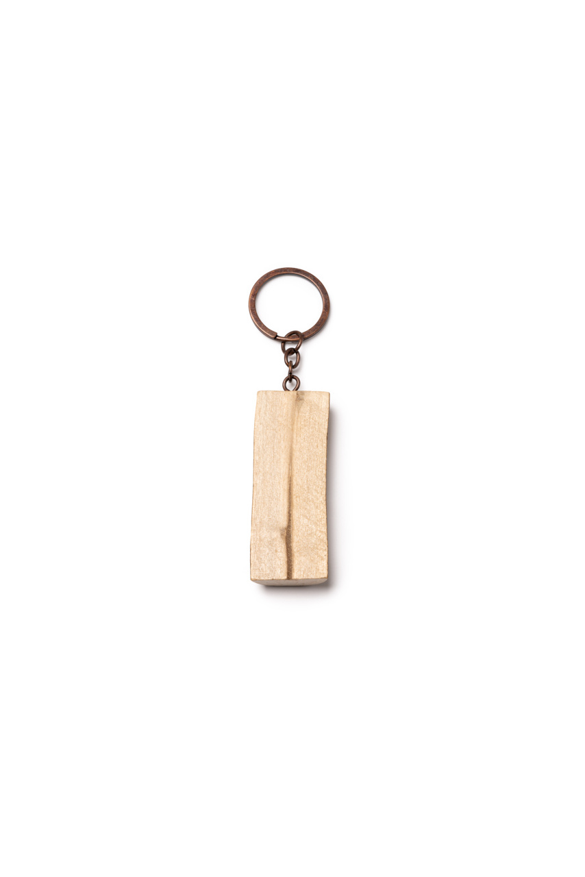 Rustic Wooden Trunk Keychain with Metal Ring
