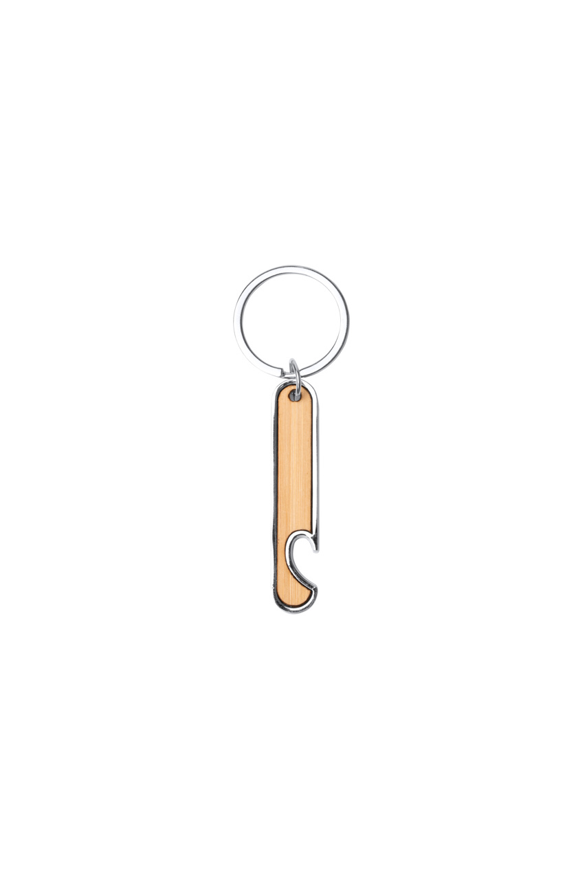 RESTON Steel and Bamboo Keyring with Bottle Opener