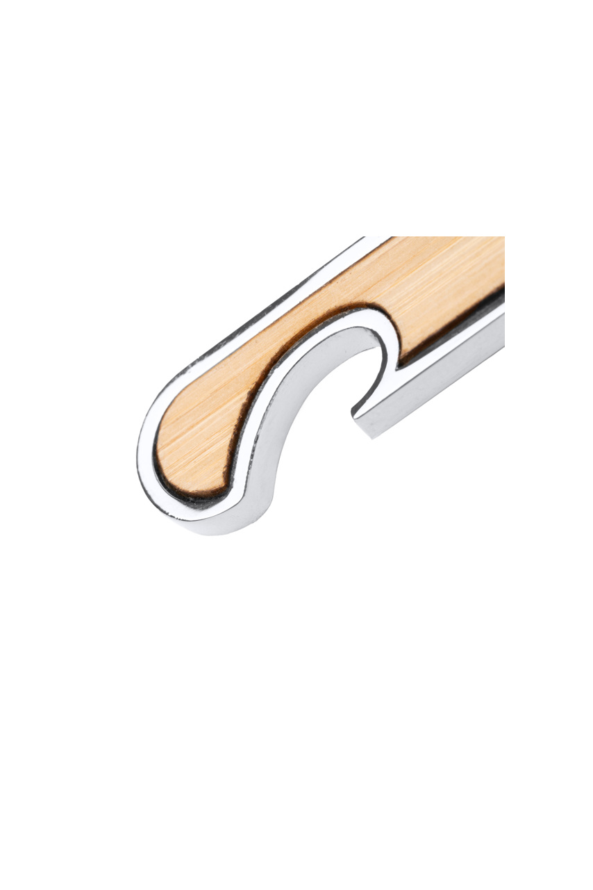 RESTON Steel and Bamboo Keyring with Bottle Opener