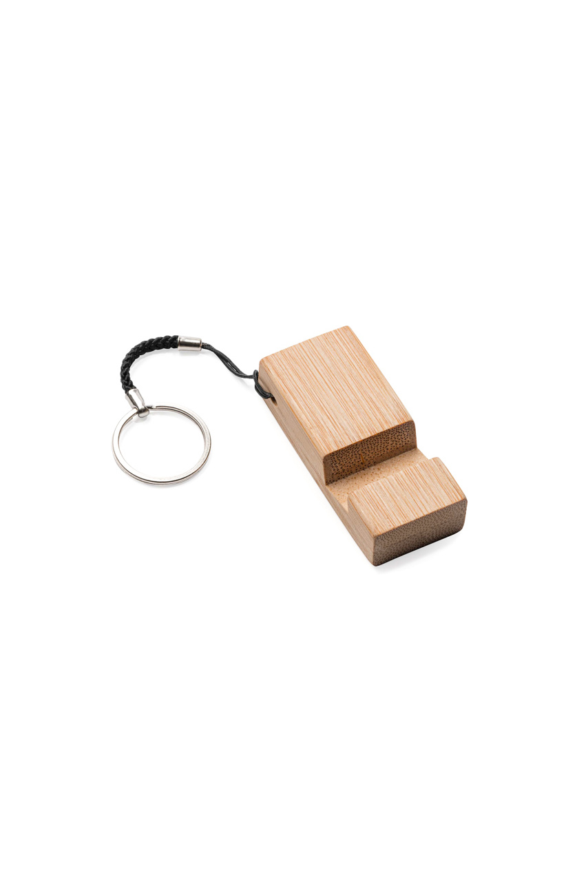 Bamboo Keyring with Mobile Stand - Eco-Friendly