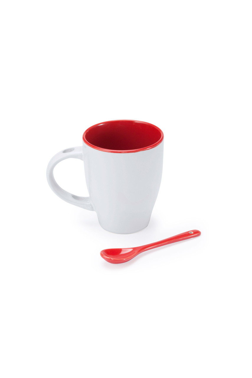 Akebia Ceramic Mug with Spoon - 350ml