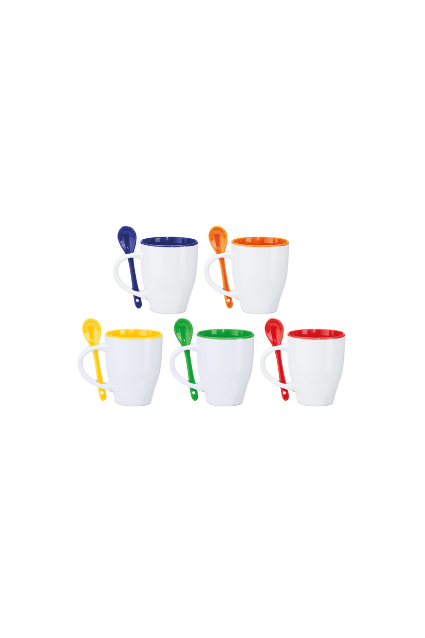 Akebia Ceramic Mug with Spoon - 350ml
