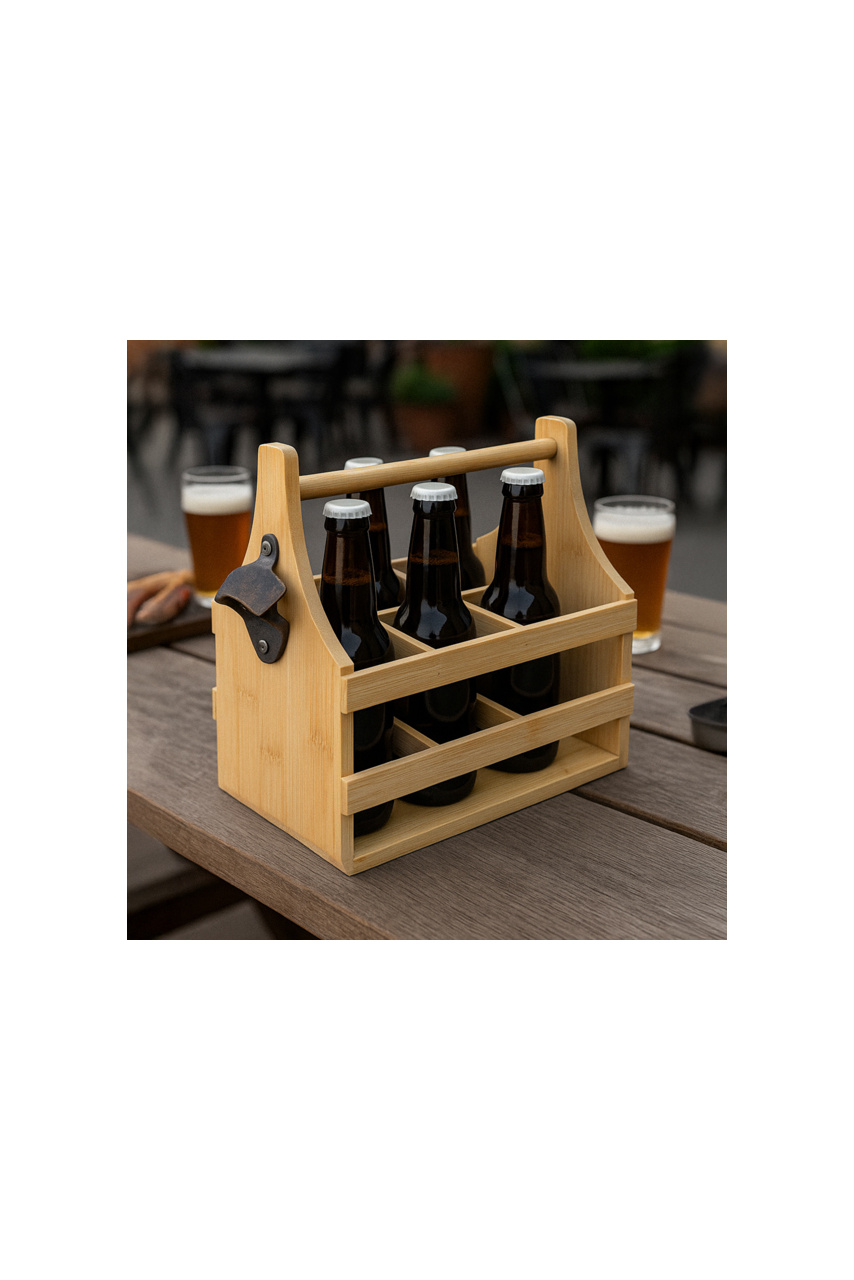 Eco-Friendly Bamboo Bottle Holder with Opener
