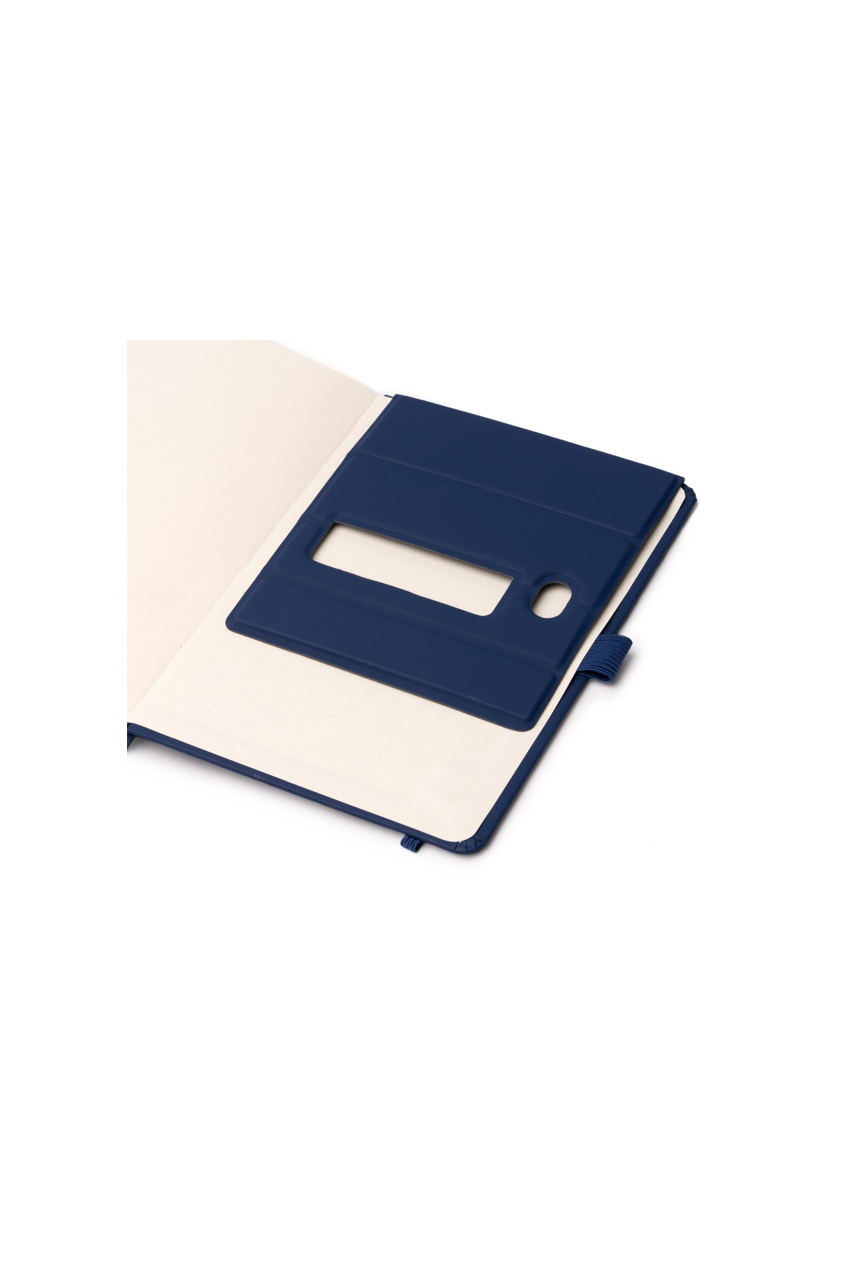 Marion Recycled PU A5 Notepad with Phone Stand