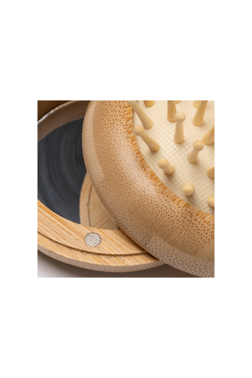 Eco-Friendly Bamboo Folding Hair Brush with Mirror