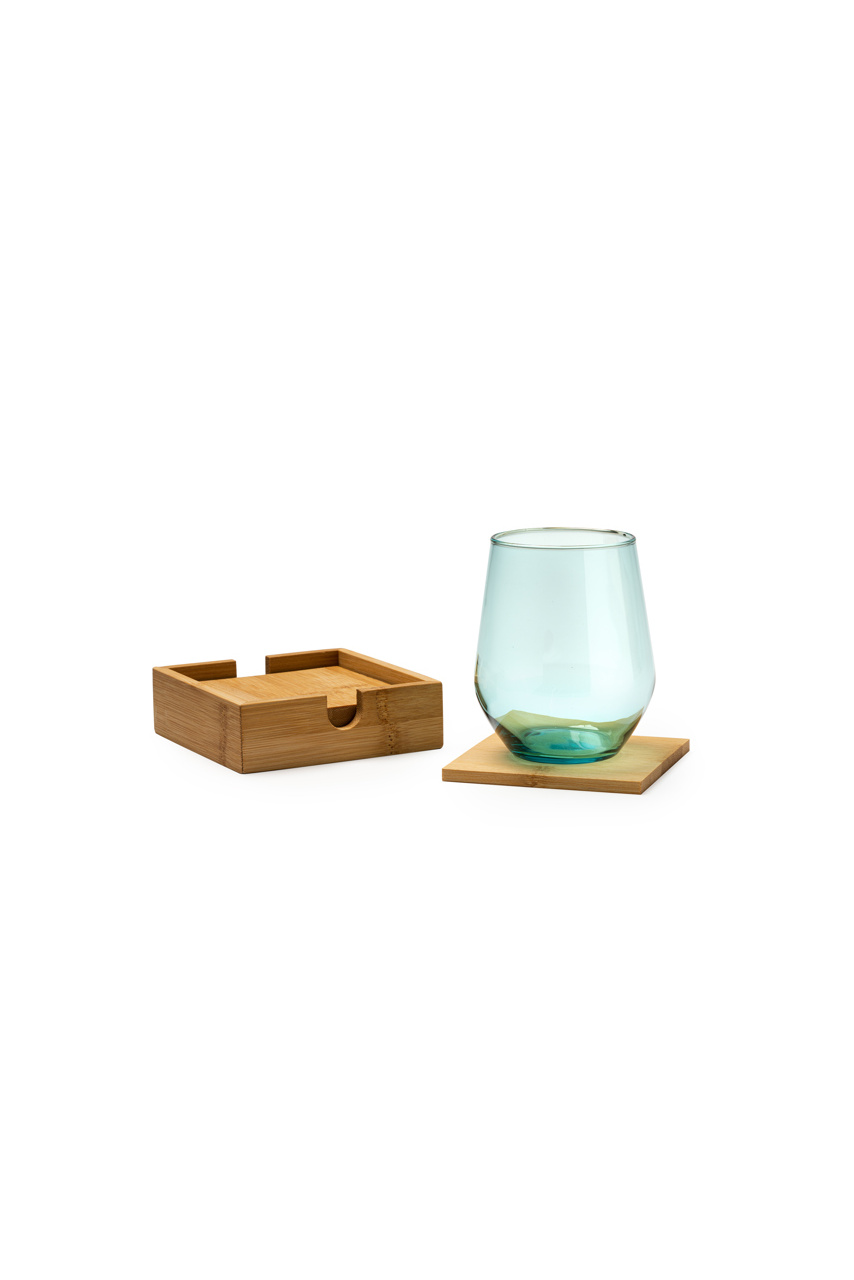 Eco-Friendly Bamboo Coaster Set with Box