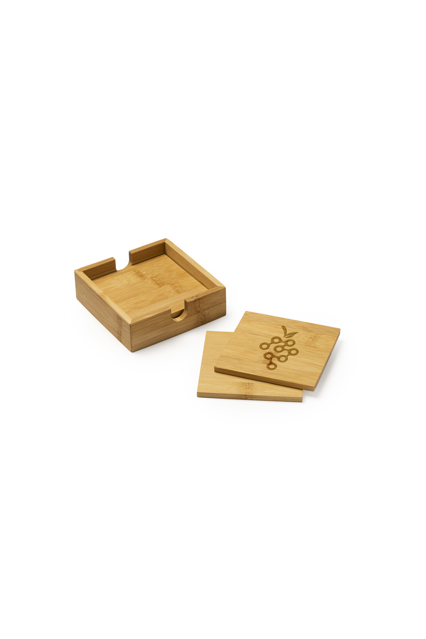 Eco-Friendly Bamboo Coaster Set with Box